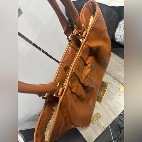 Tory Burch leatherette tote bag, Brown - Picture 3 of 12